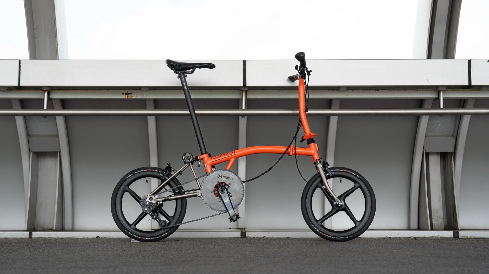 Brompton Superlight orange available in 16B Cycle