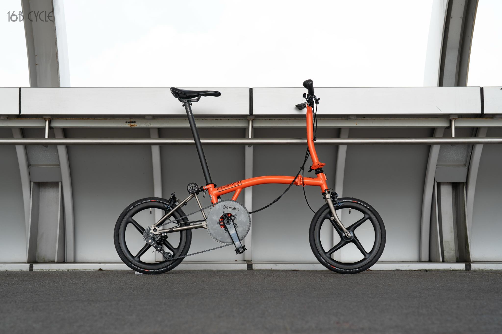 Brompton Superlight orange available in 16B Cycle